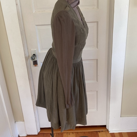 Anthropologie Parameter Long Sleeve Zip Front Olive Green Dress 4 - Picture 3 of 6